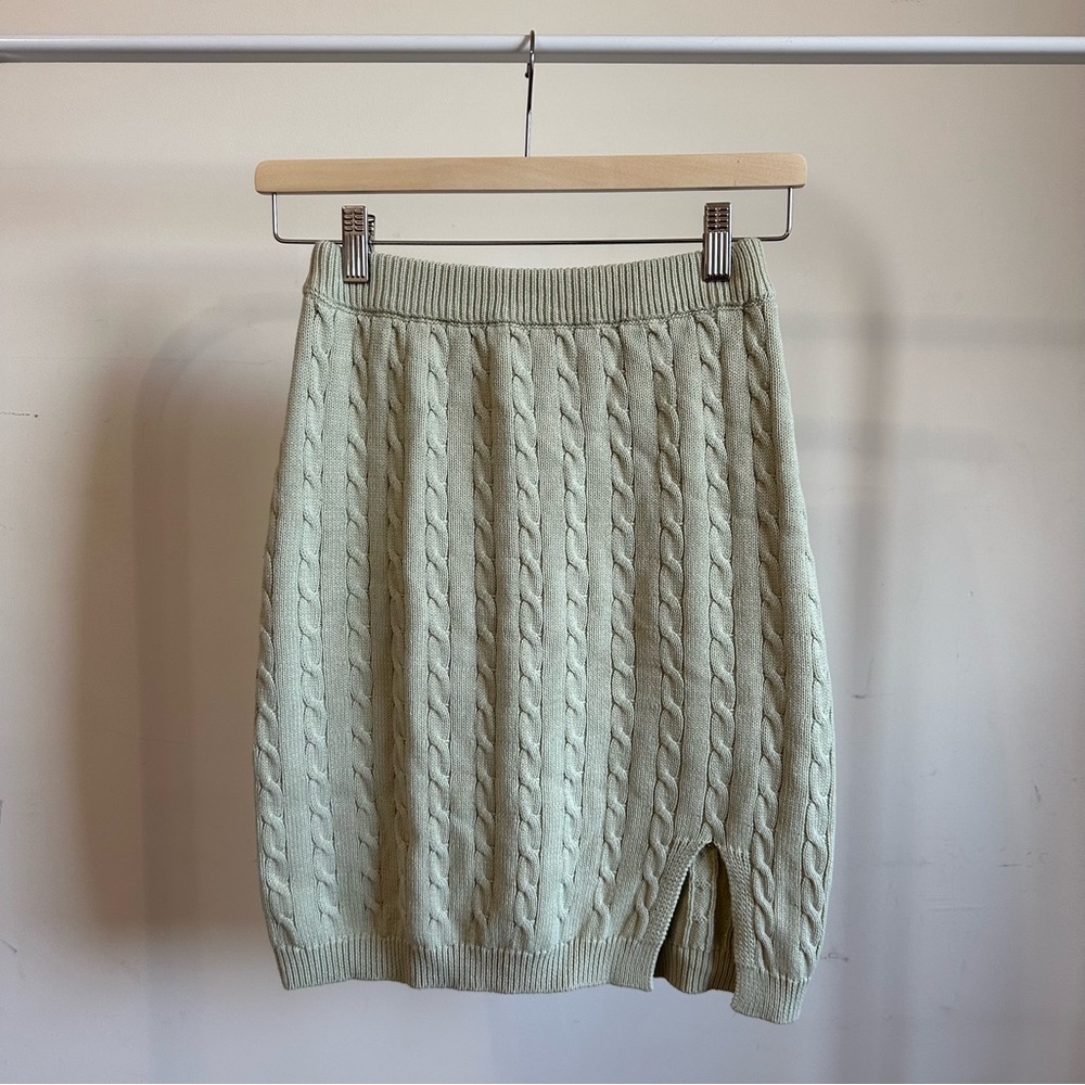 Princess Polly | Green Cable Knit Ribbed Skirt Size M/L
